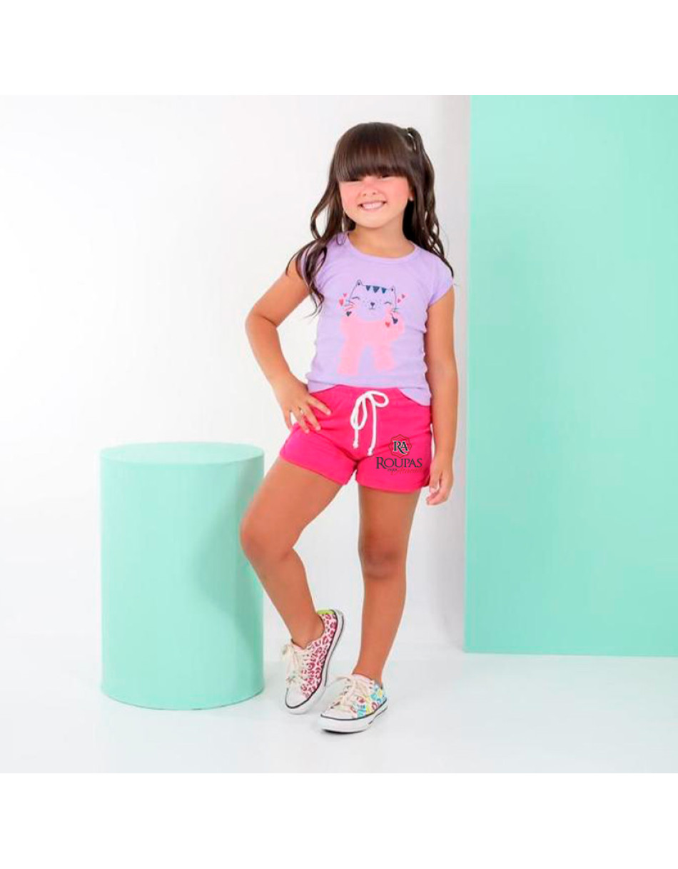 Conjunto Infantil Menina Blusa E Short Moletinho 