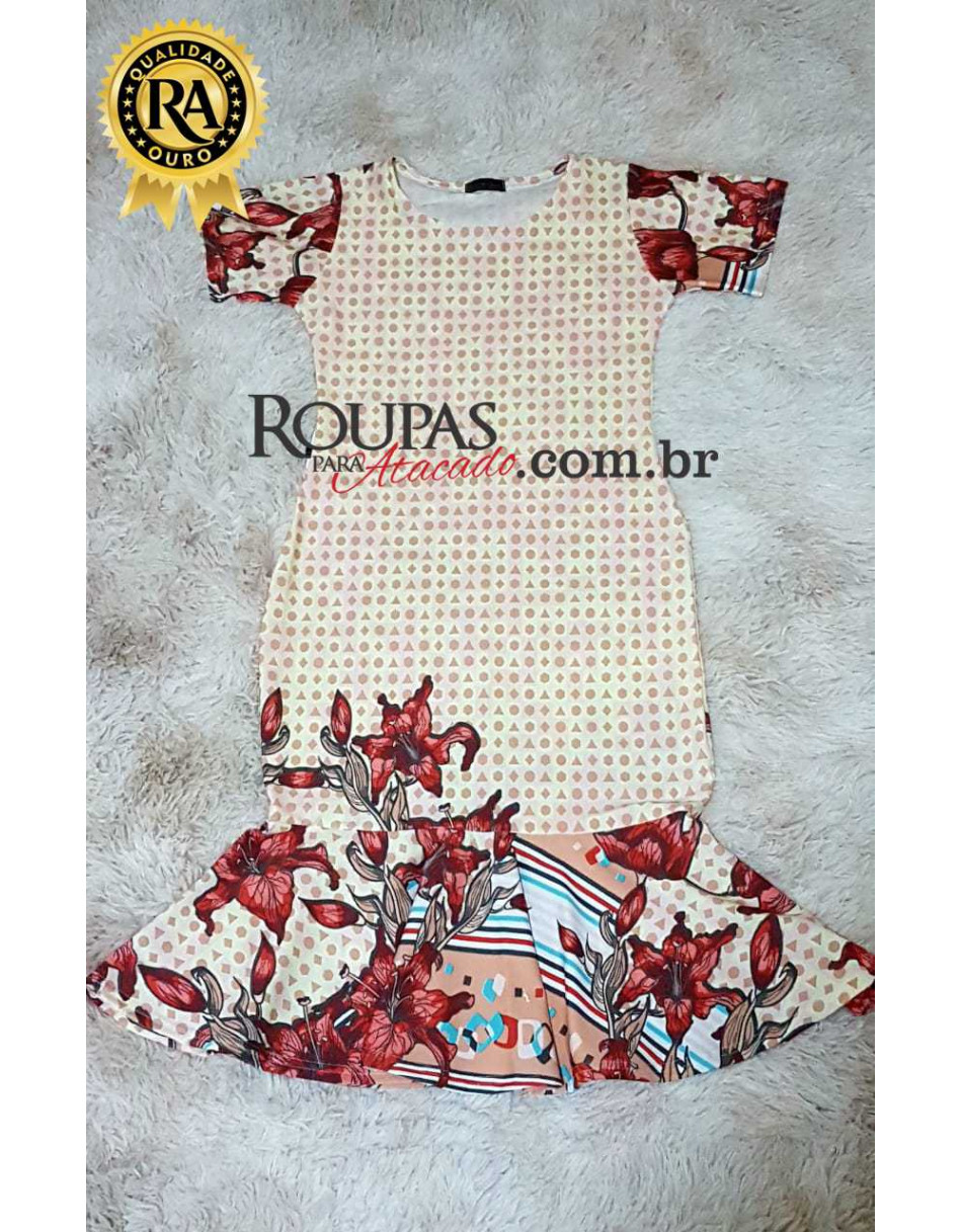 Vestido Midi Estampado Com Babado P M G
