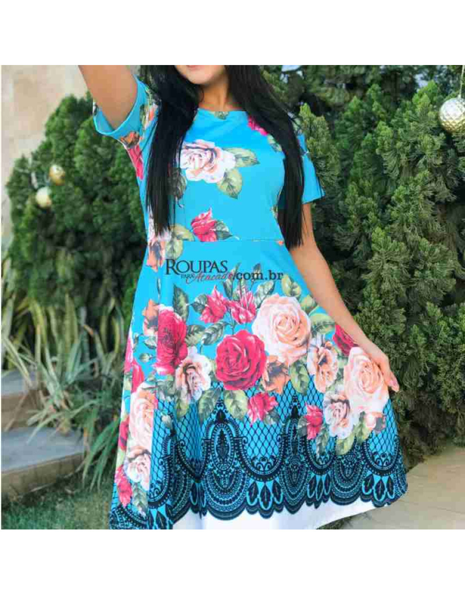 Vestido Midi Gode Estampado Barrado