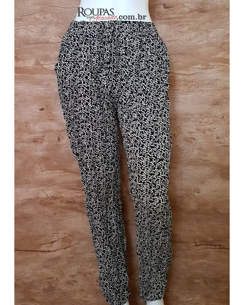 Calça Estampada Viscose Com Bolso