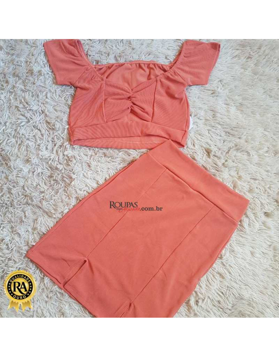 Conjunto Feminino Saia e Cropped Colorido