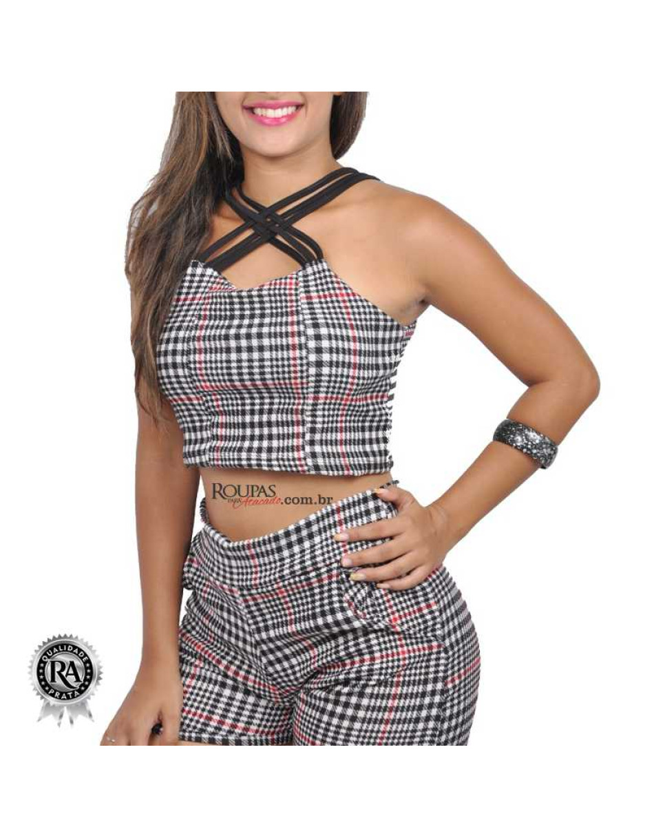 Conjunto Cropped e short estampado