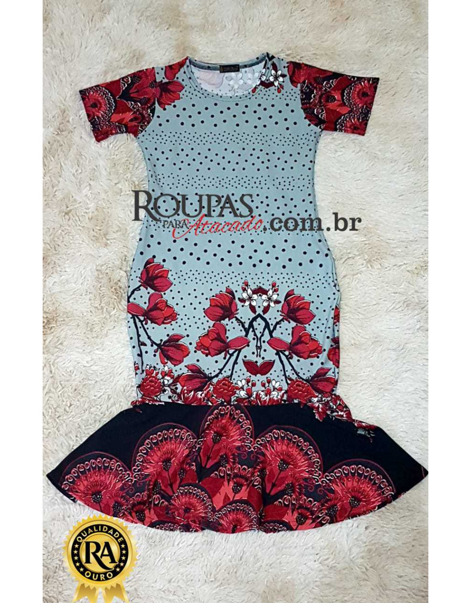 Vestido Midi Estampado Com Babado P M G