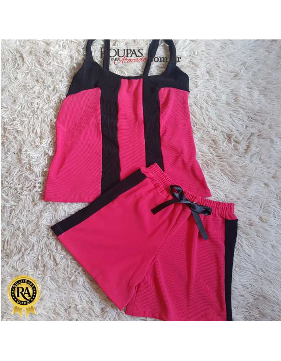 Conjunto Feminino Short e Cropped Liso
