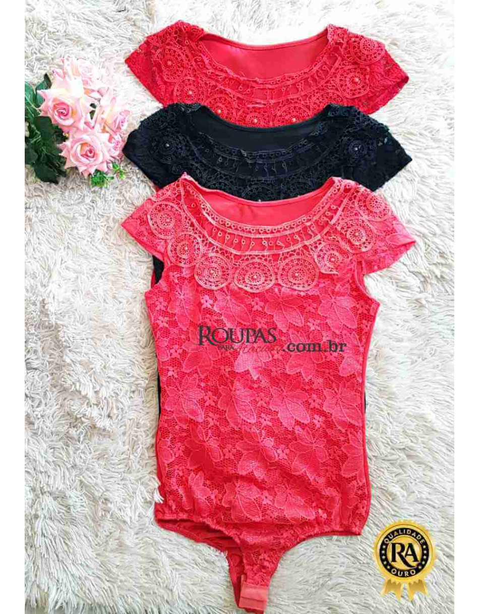 Body Feminino de Renda Guipir