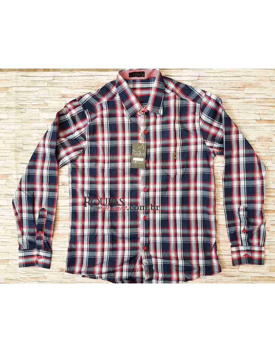 Camisa Social Xadrez Masculina Manga Longa