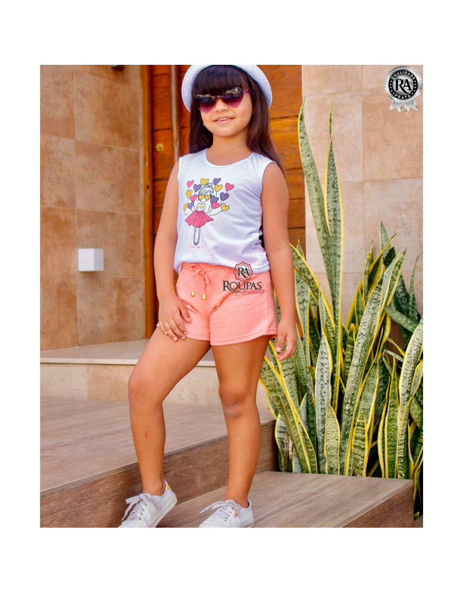Conjunto Infantil Menina Blusa E Short Moletinho 