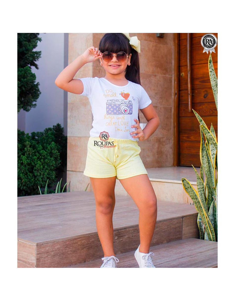 Conjunto Infantil Menina Blusa E Short Moletinho 