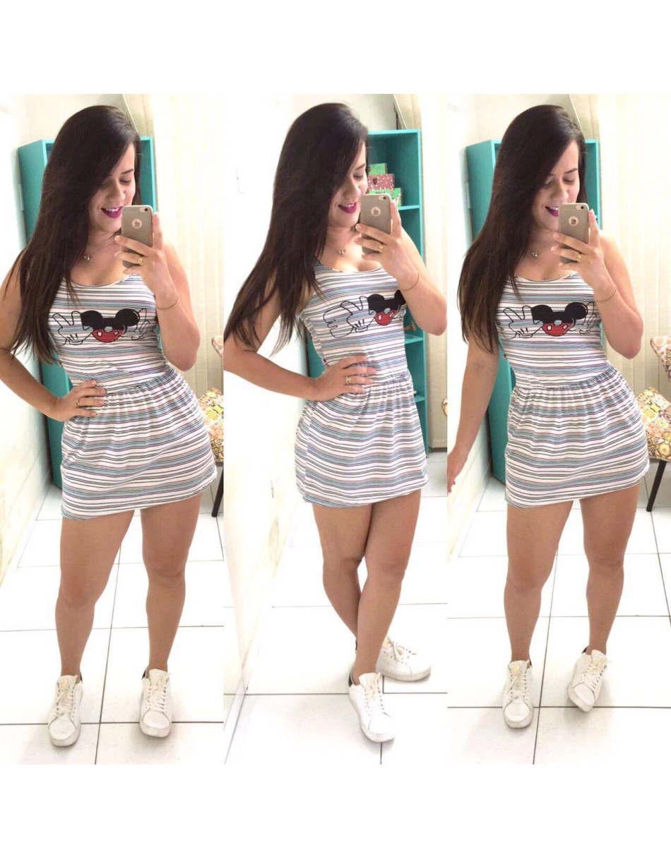 Vestido Curto Listrado