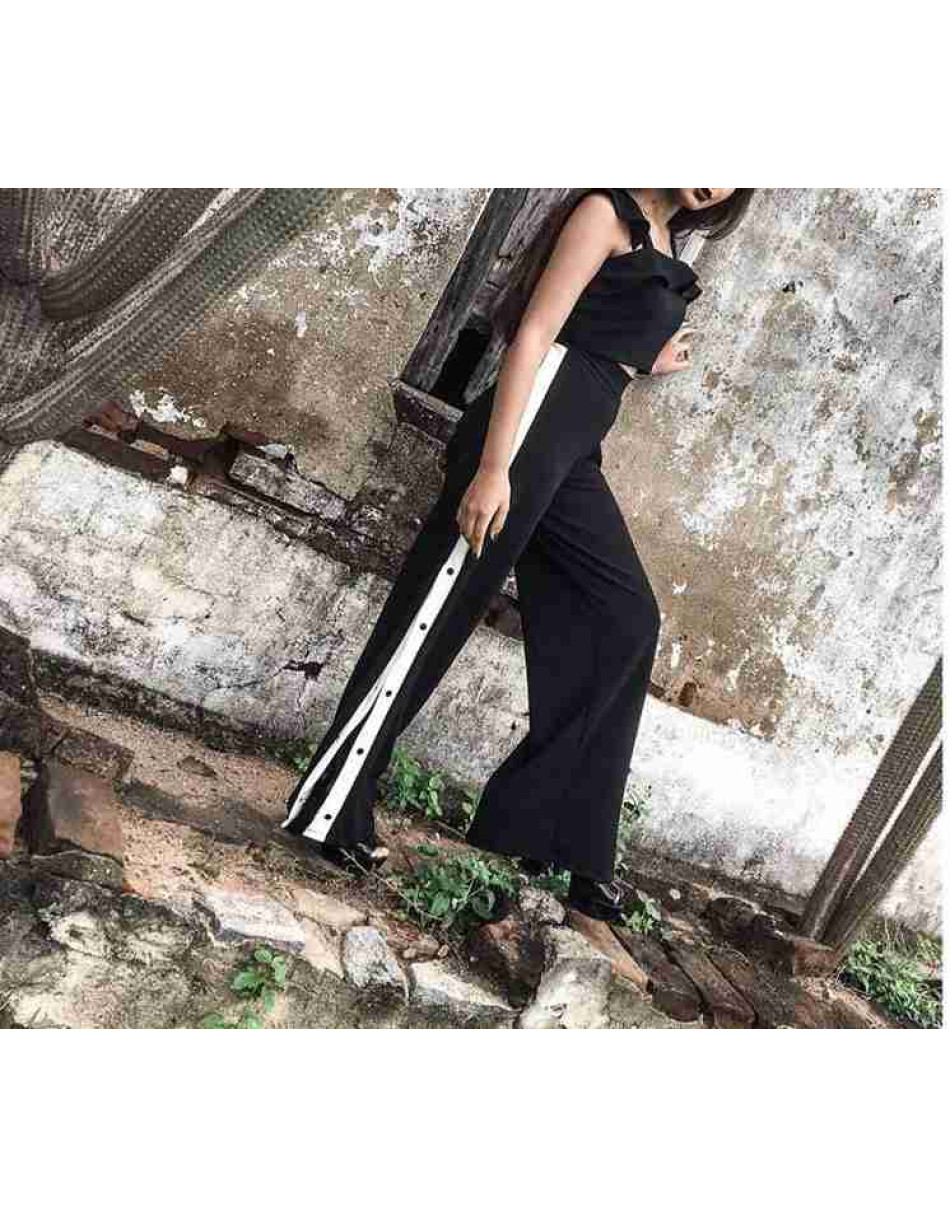 Calça Pantalona Com Fendas Laterais