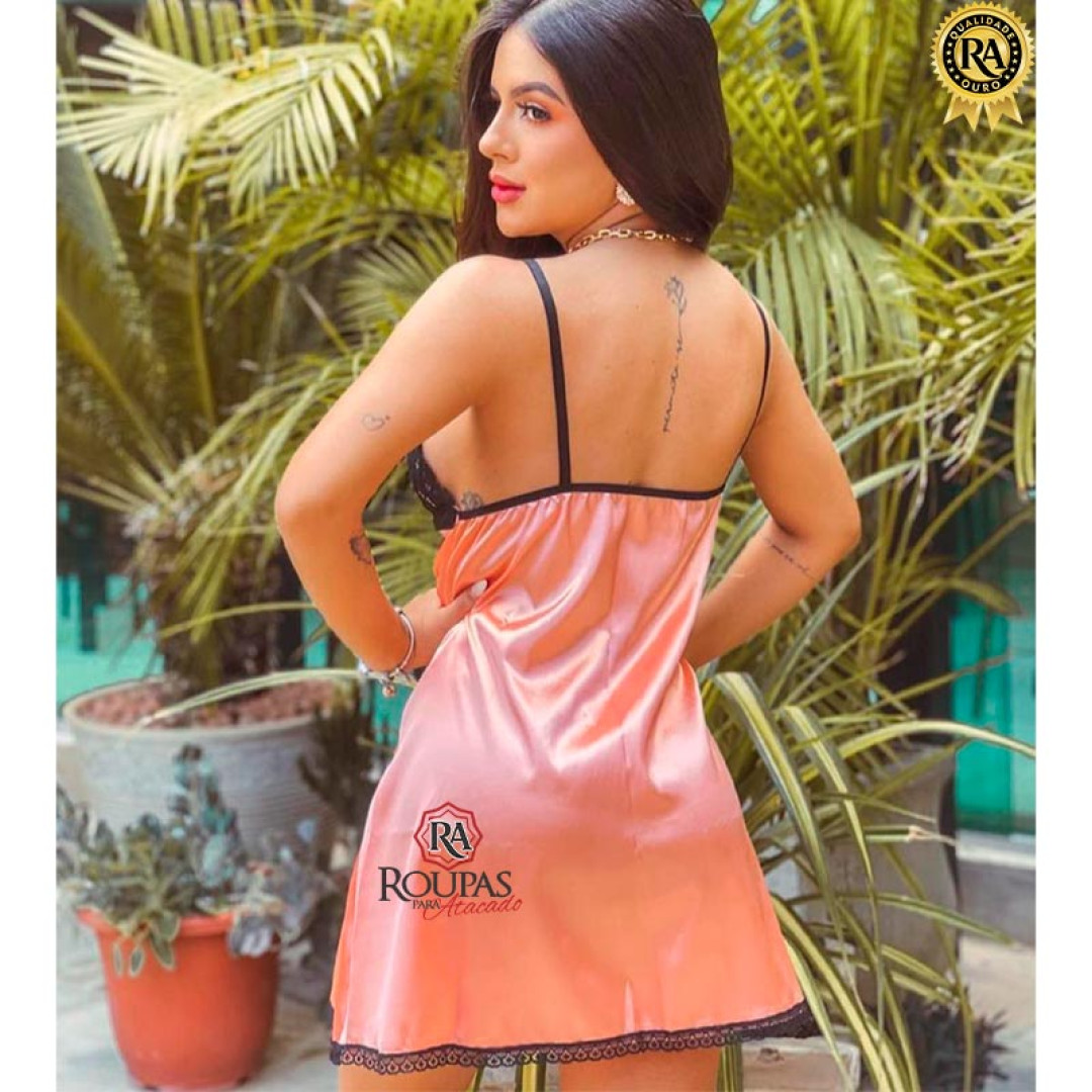 Camisola Curta Alça Cetim E Renda