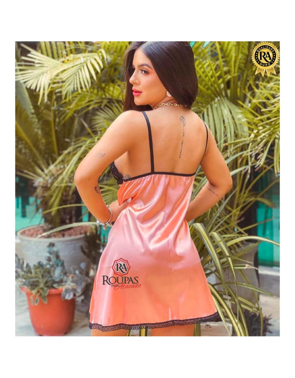 Camisola Curta Alça Cetim E Renda