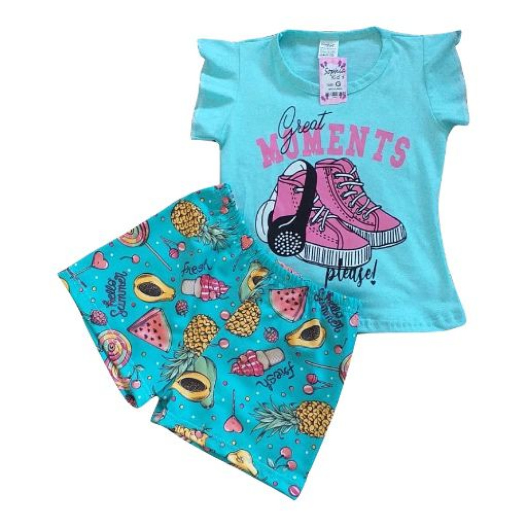 Conjunto Infantil Menina Blusa E Short