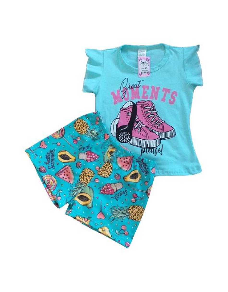 Conjunto Infantil Menina Blusa E Short
