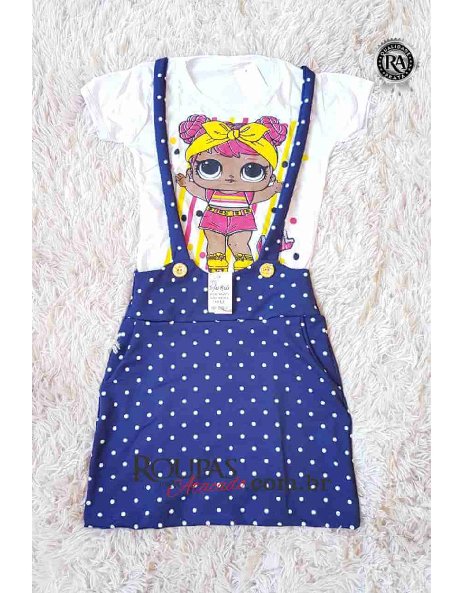 Conjunto Infantil Blusa e Vestido Salopete