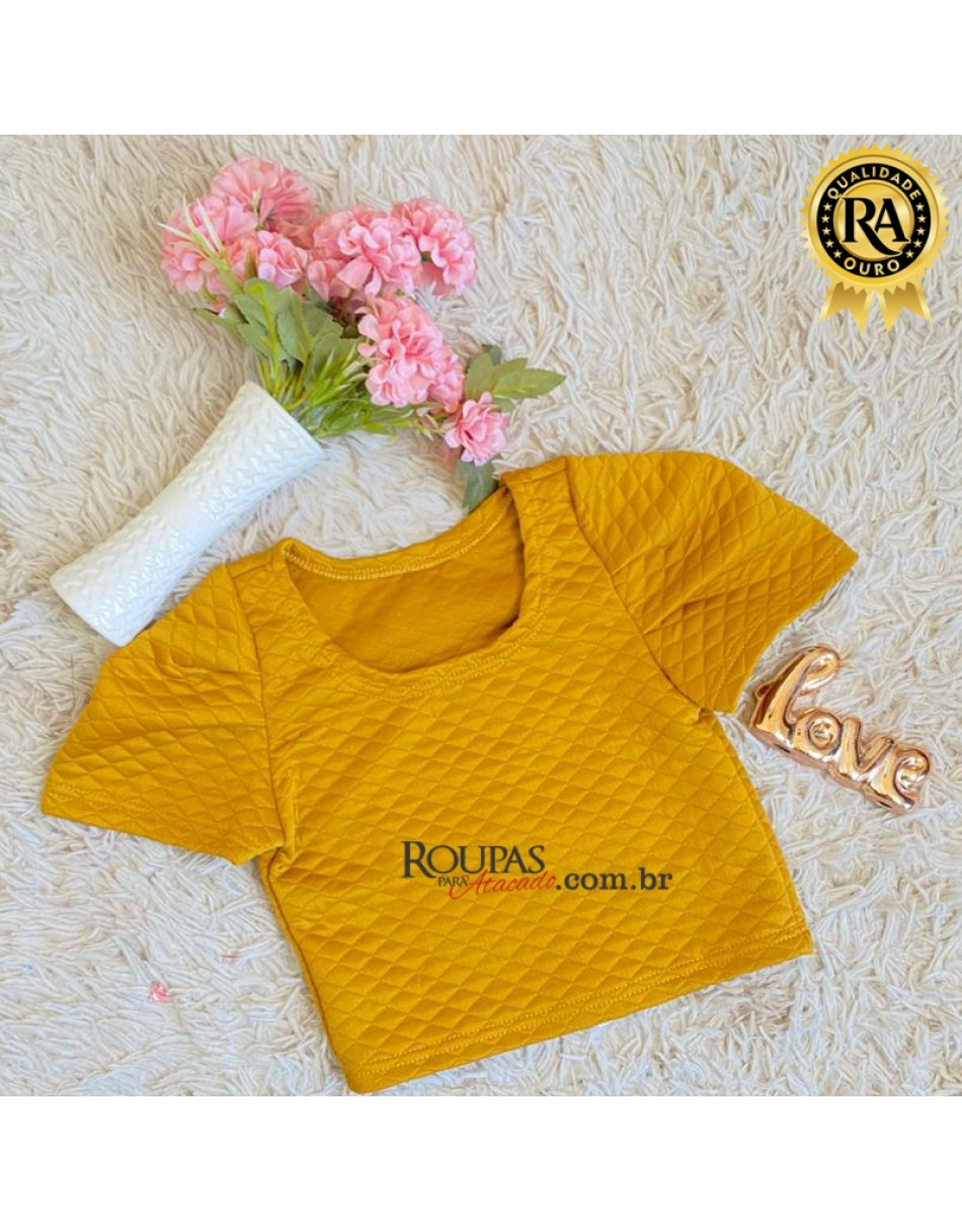  Blusa Cropped Feminina Em Matelassê