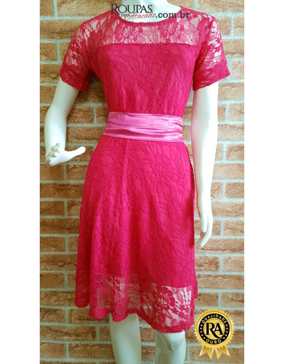 Vestido de Renda Liso