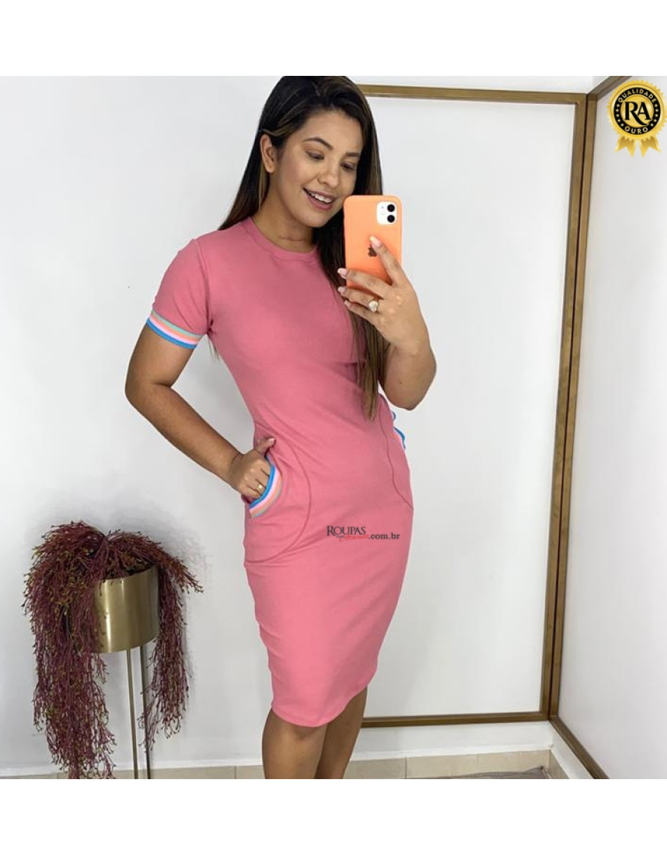 Vestido Midi Tubinho Em Malha Crepe