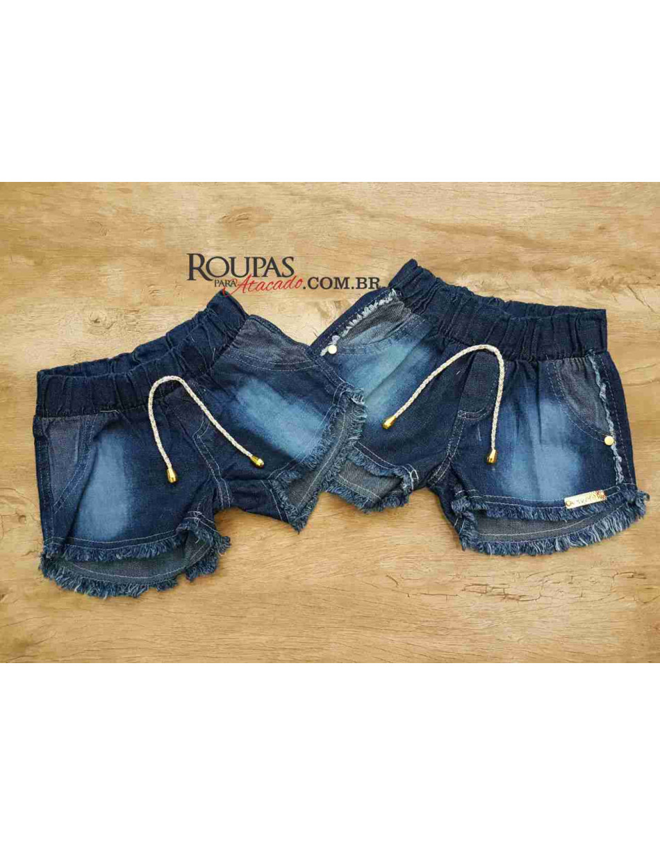 Short Jeans Infantil Cós Elástico 4 a 8 anos