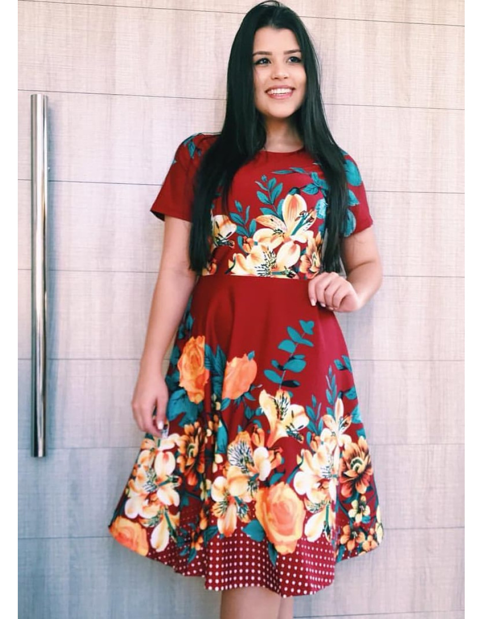 Vestido Midi Gode Estampado Barrado