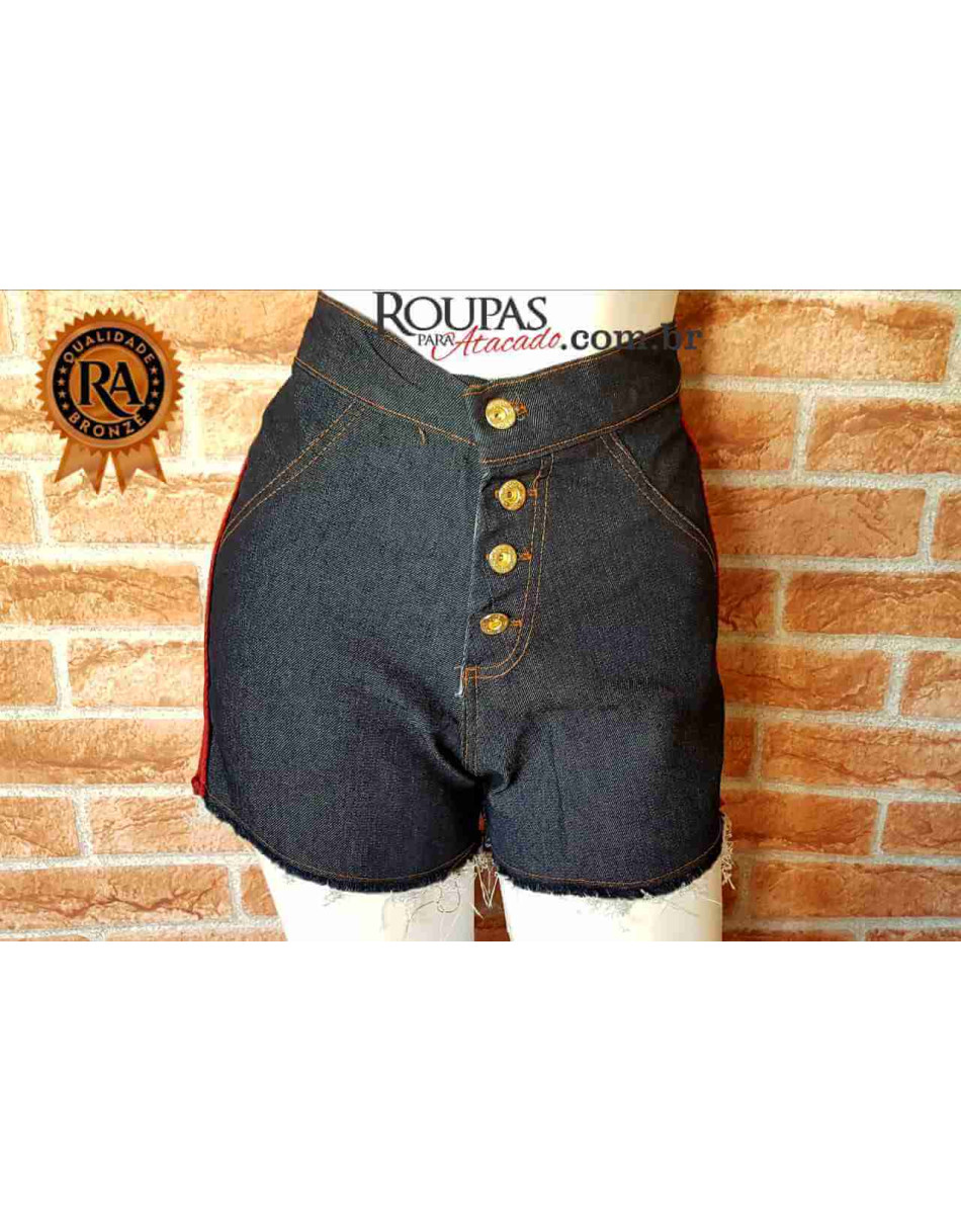 Short Jeans Curto Cintura Alta Feminino Basic