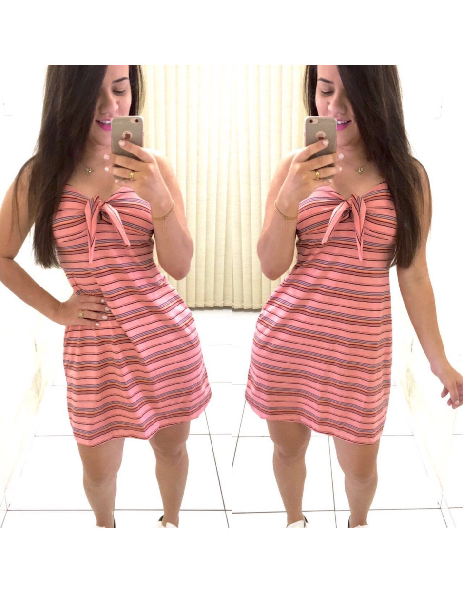 Vestido Curto Listrado
