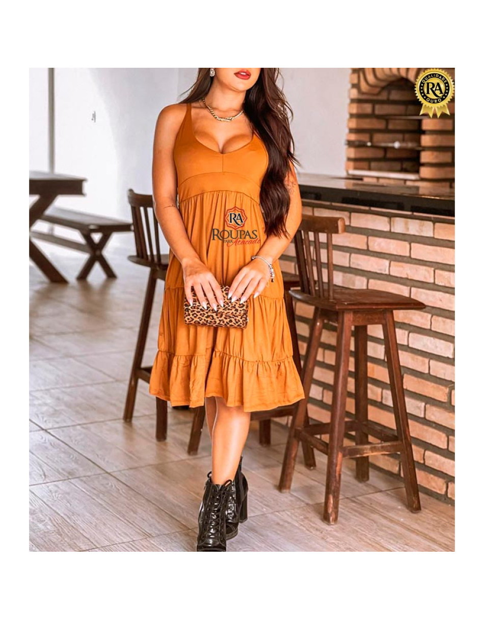 Vestido Feminino Alcinha Com Babado