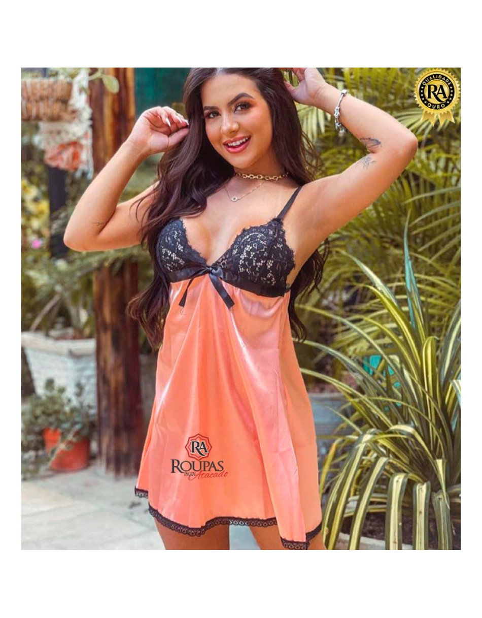 Camisola Curta Alça Cetim E Renda
