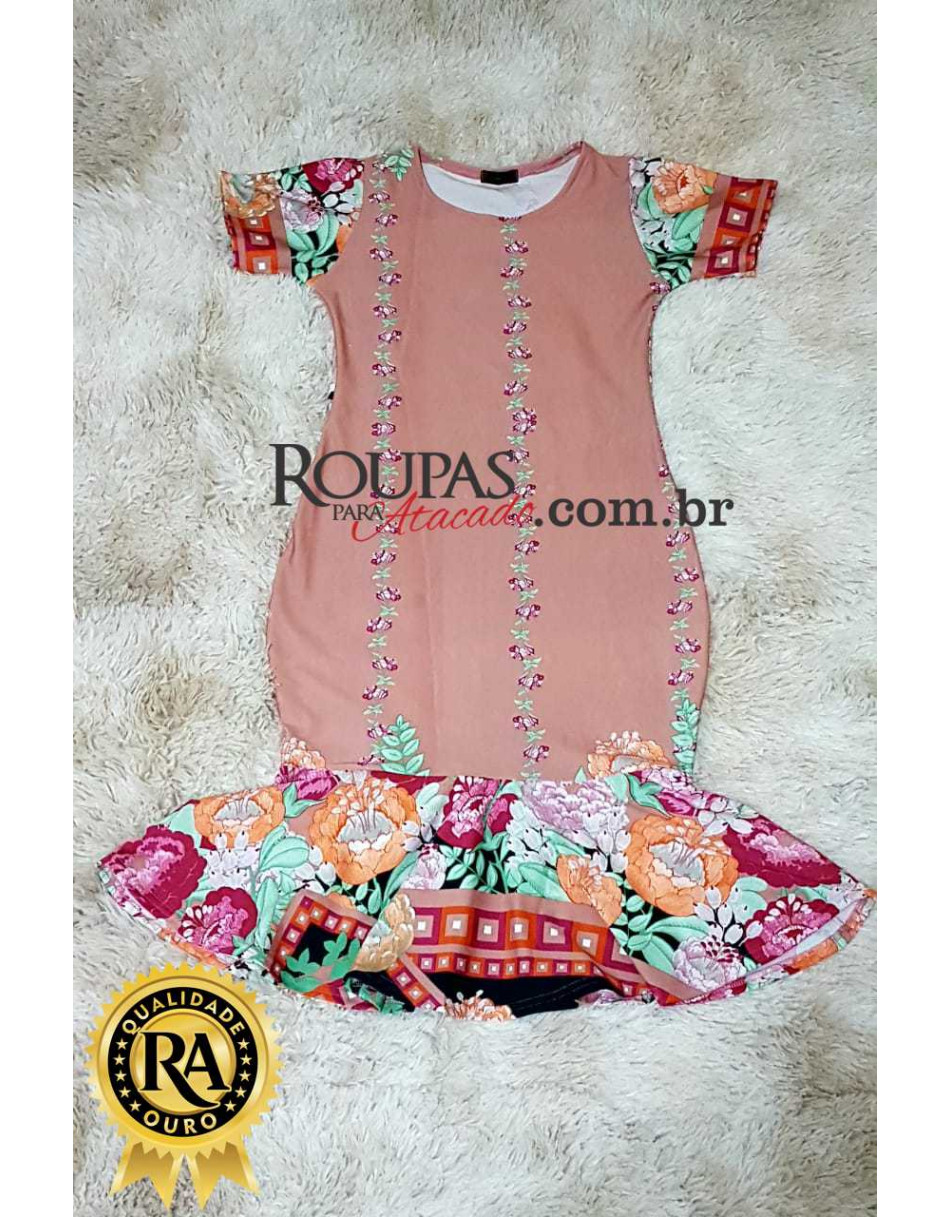 Vestido Midi Estampado Com Babado P M G