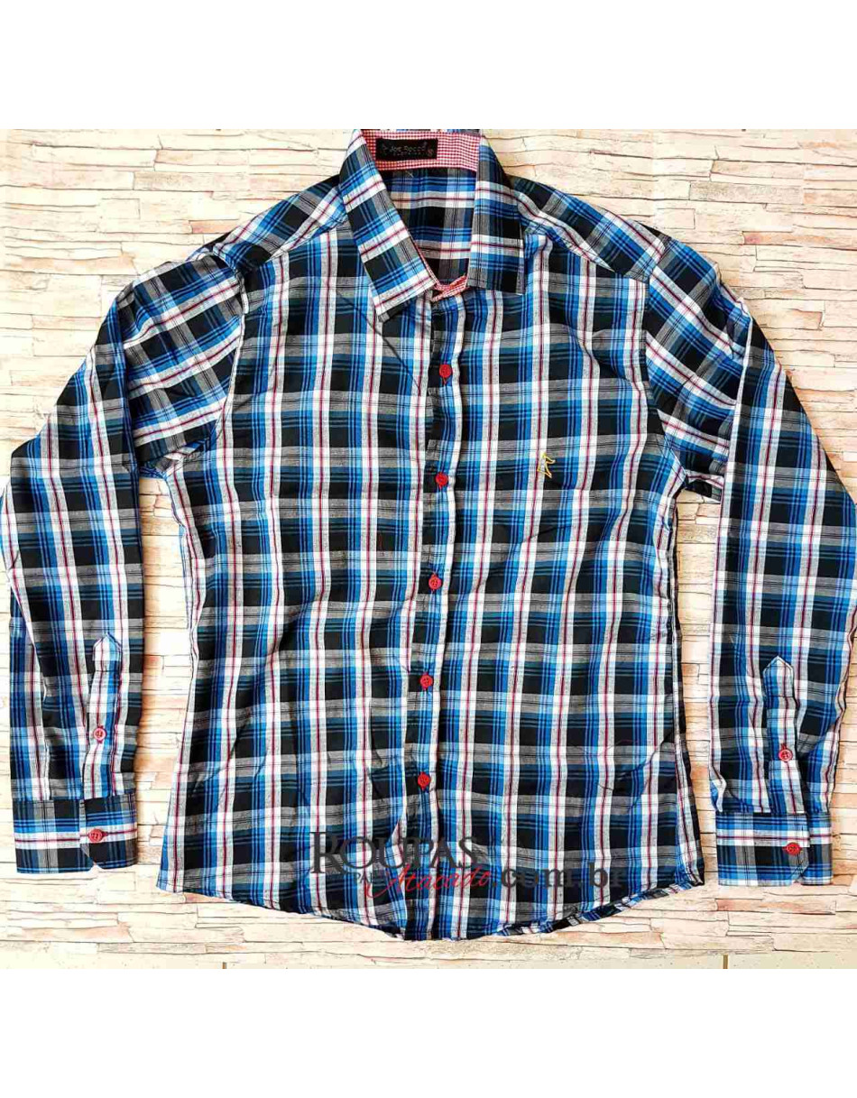 Camisa Social Xadrez Masculina Manga Longa