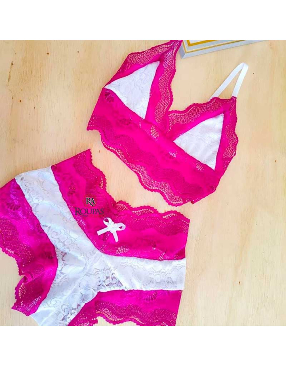 Conjunto Lingerie Bicolor Renda