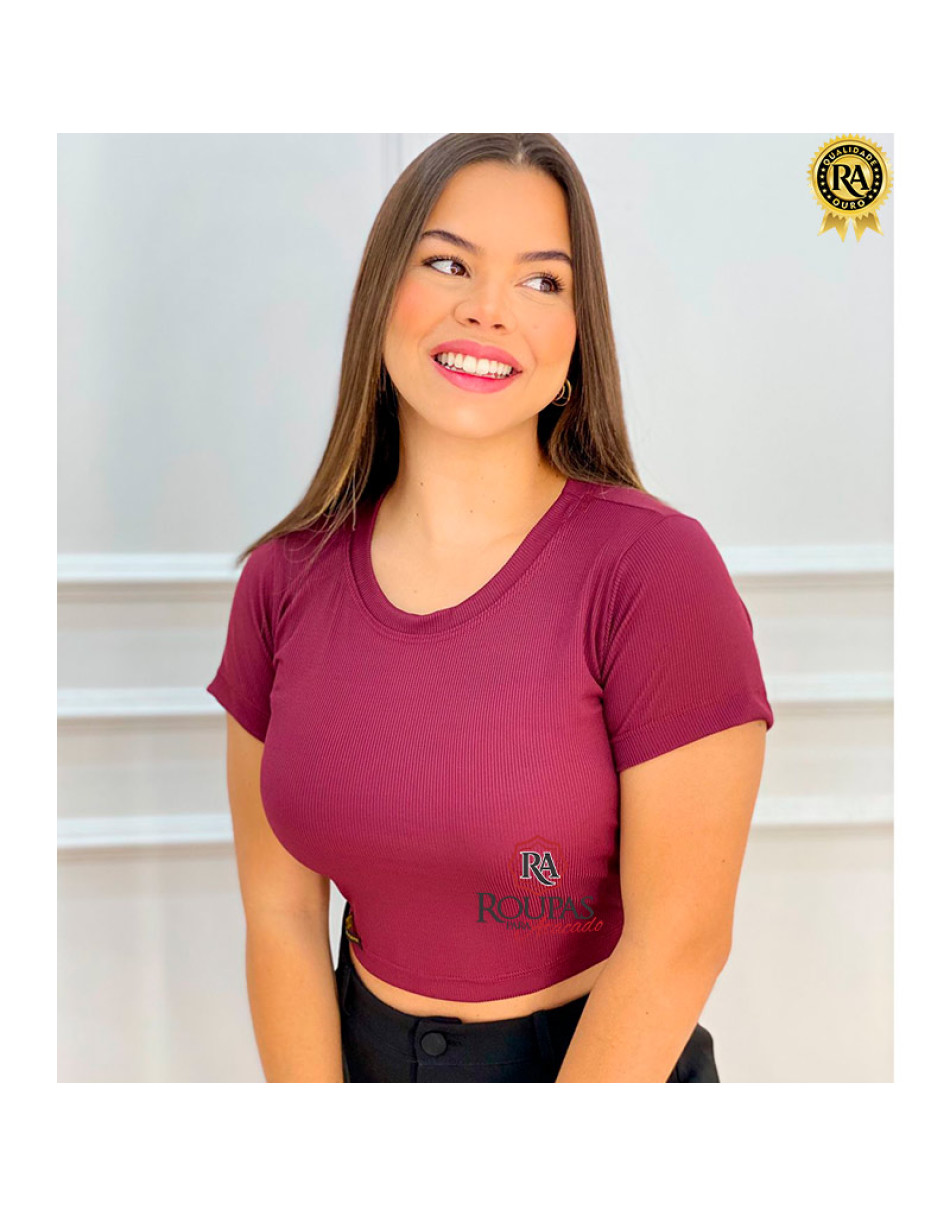 Cropped Caneladinho Liso