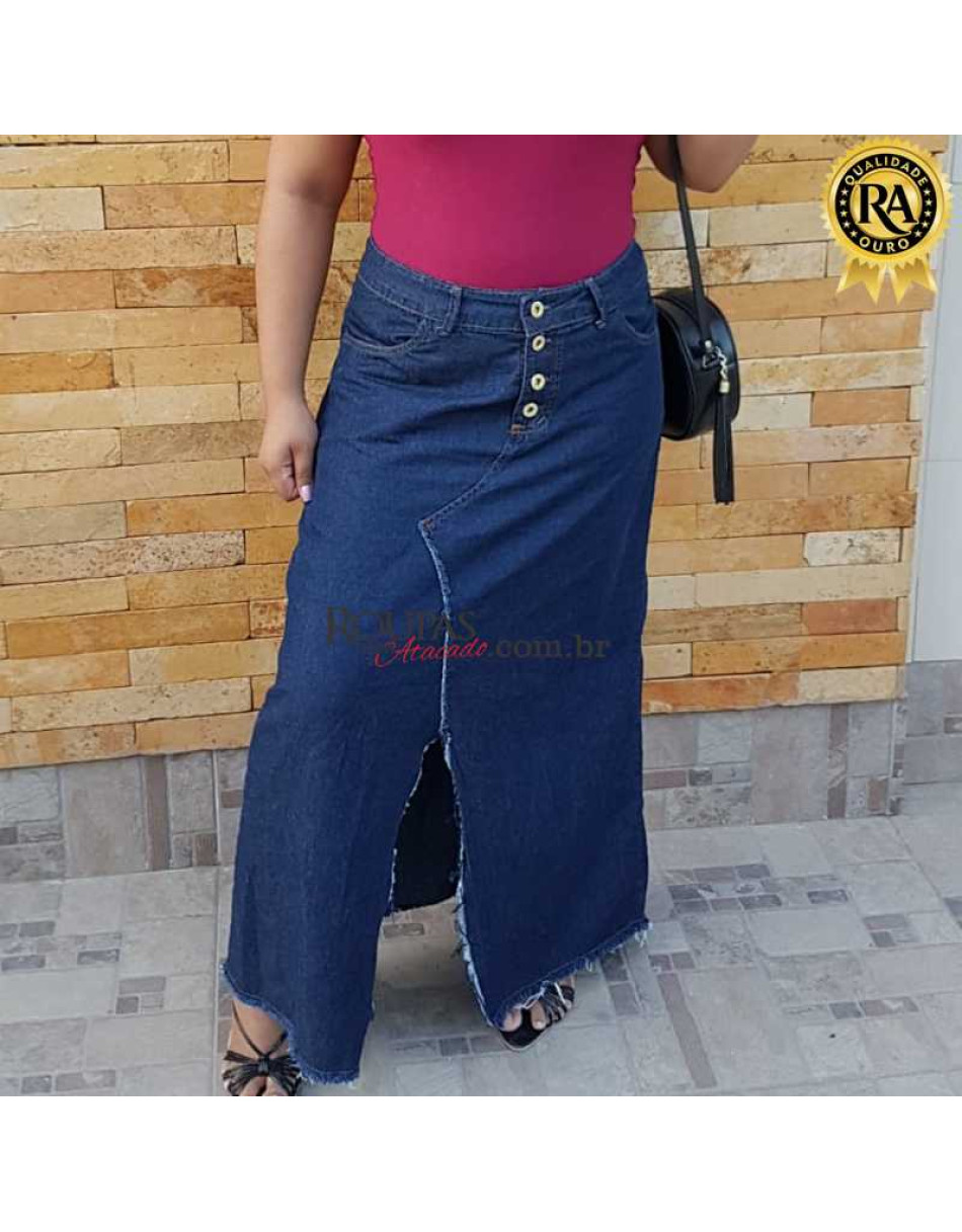 Saia Jeans Longa Feminina 