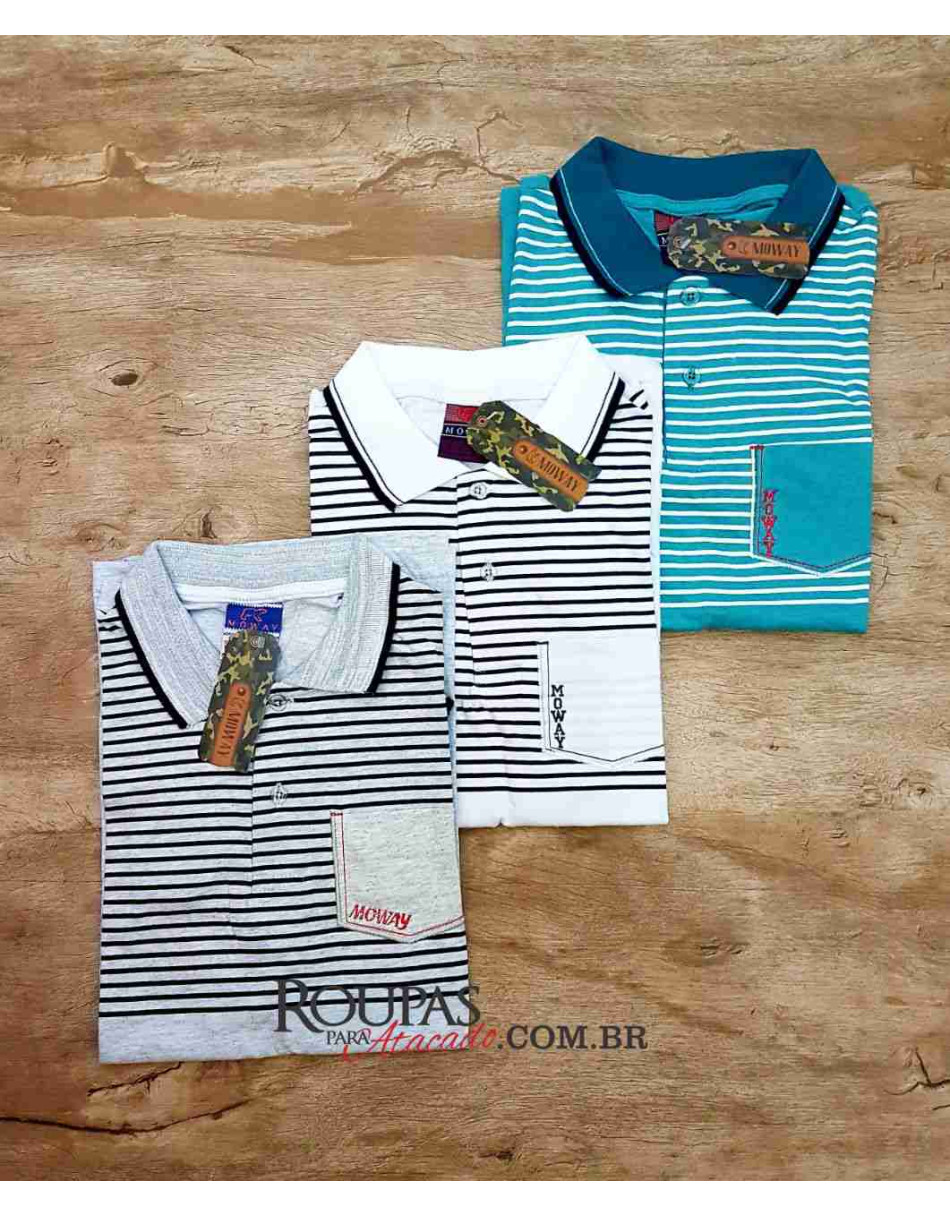 Camisa Polo Algodão Masculina com Bolso