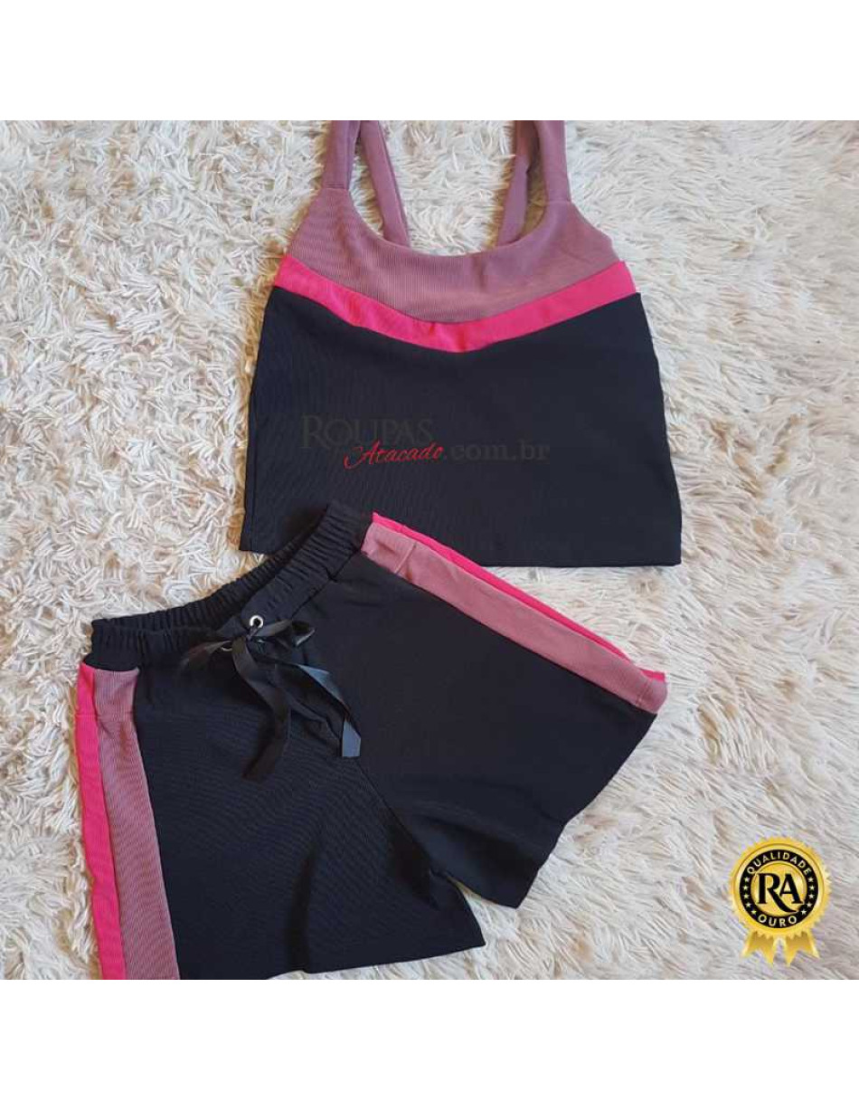 Conjunto Feminino Short e Cropped Liso
