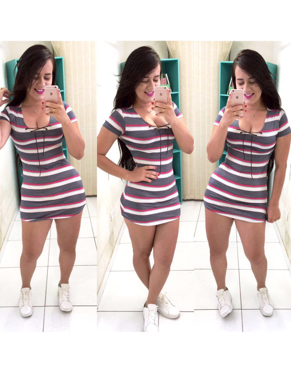 Vestido Curto Listrado