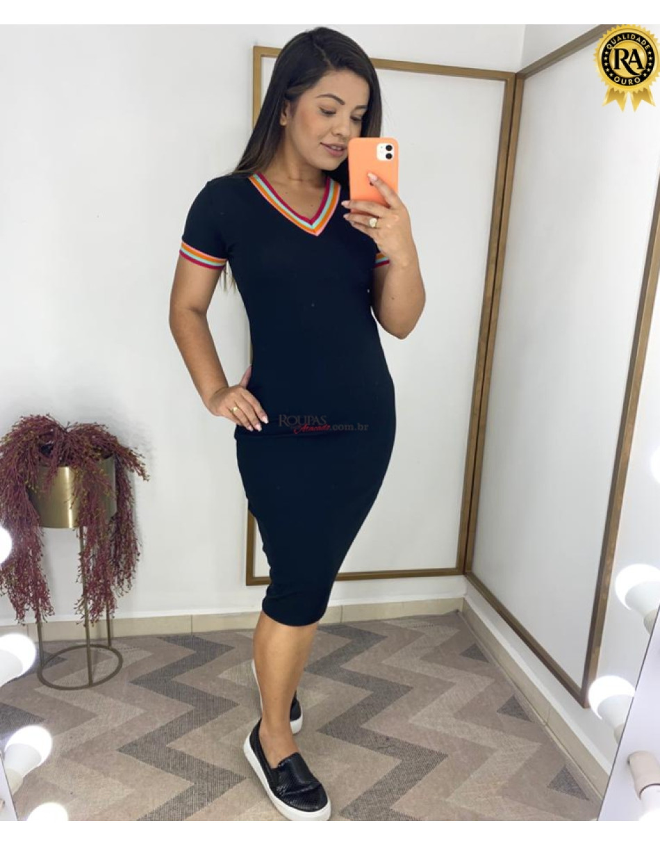 Vestido Midi Tubinho Em Malha Crepe