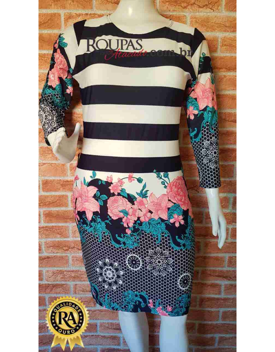 Vestido Feminino G Estampado Barrado Varios Modelo
