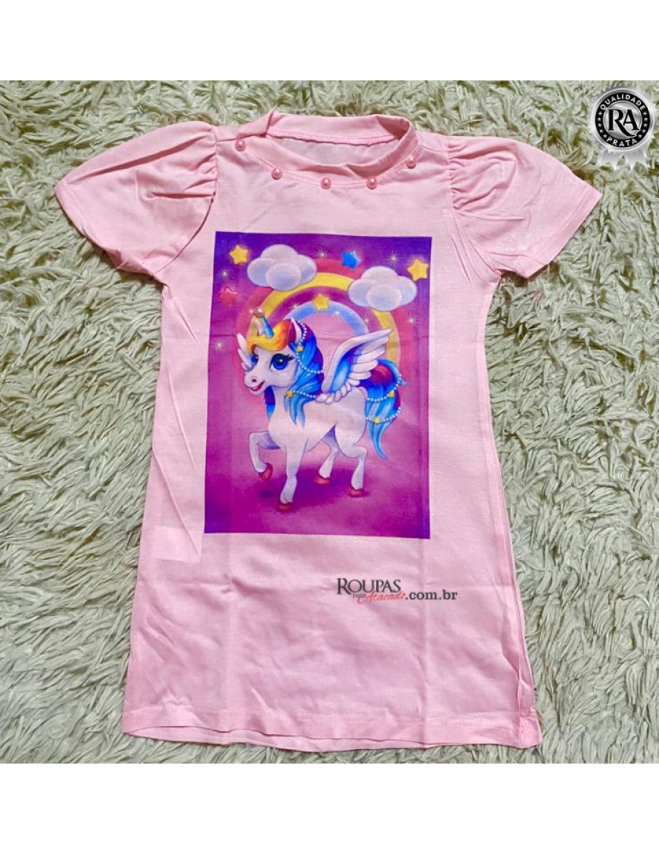 Vestido Infantil Sublimado Com Aplicação 