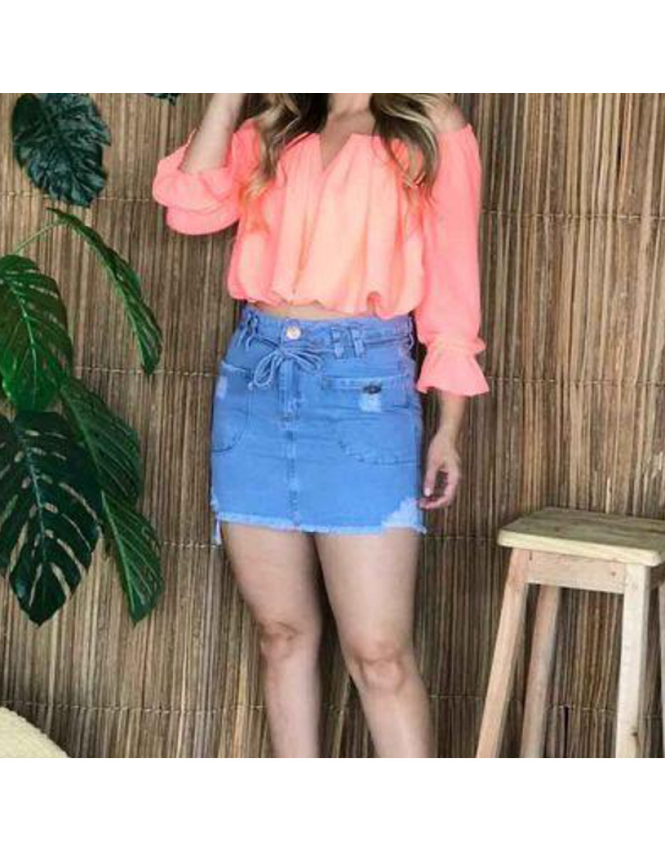 Saia Curta Jeans Feminina