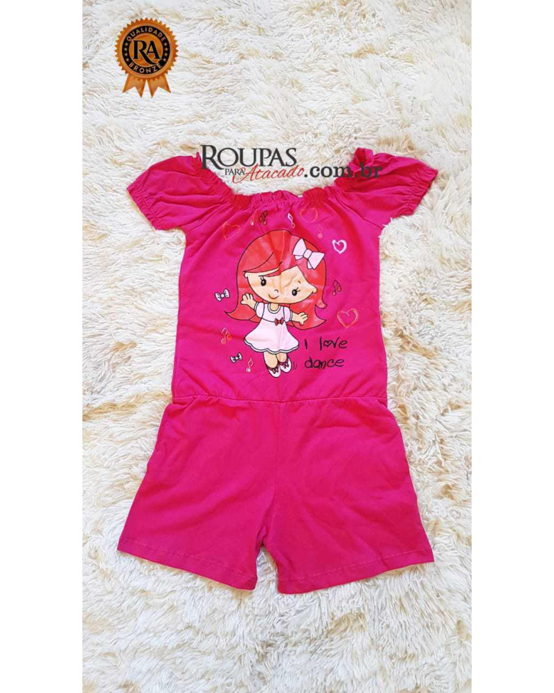 Macaquinho Infantil Feminino Algodão Sofia
