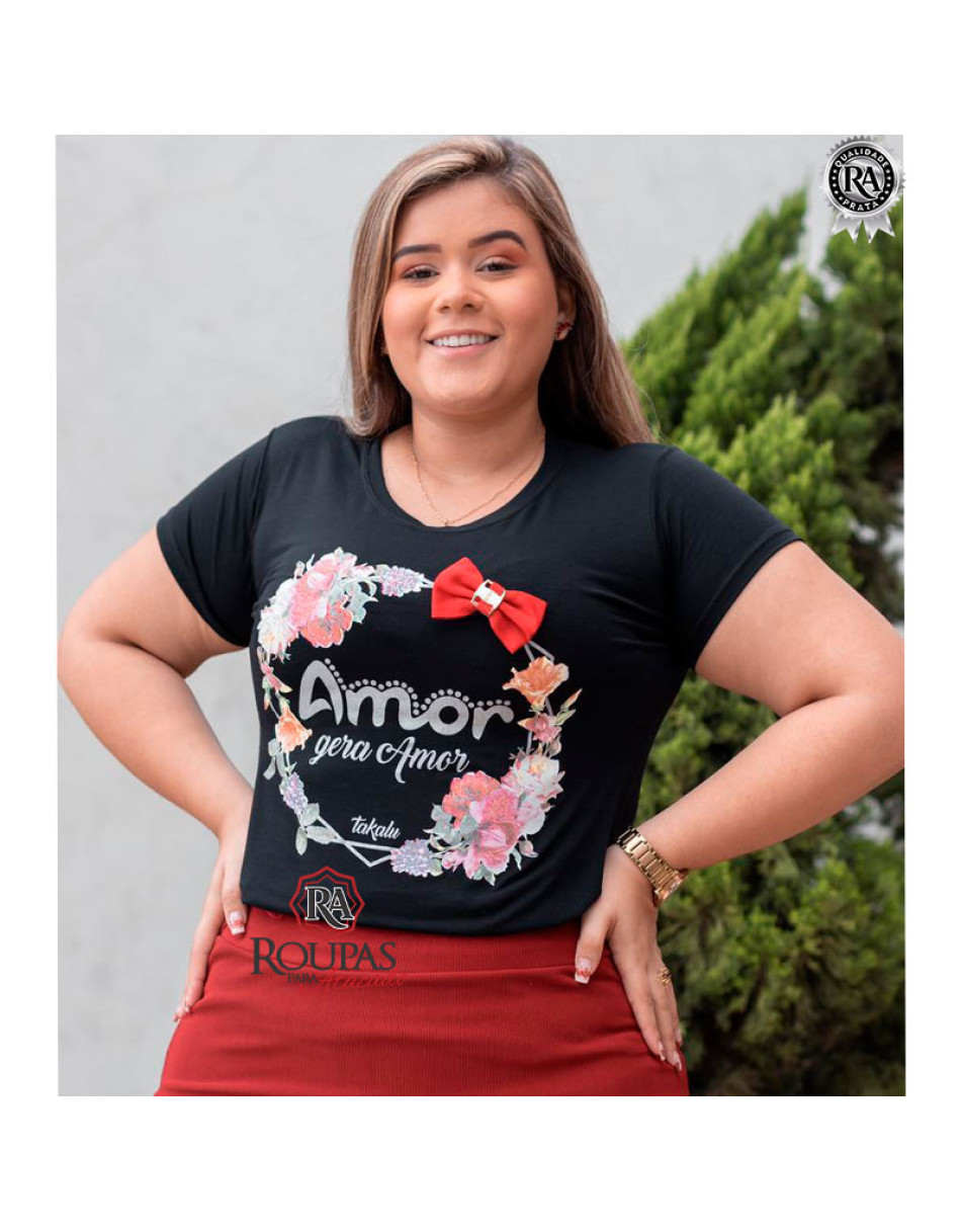 Blusa Tshirts Algodão Plus Size