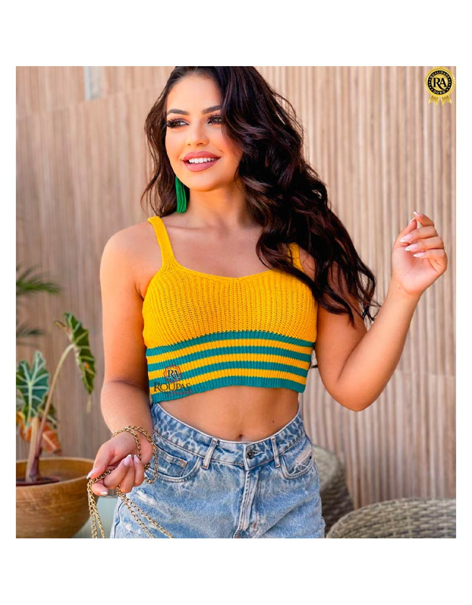 Cropped Feminino Tricot Modal Brasil