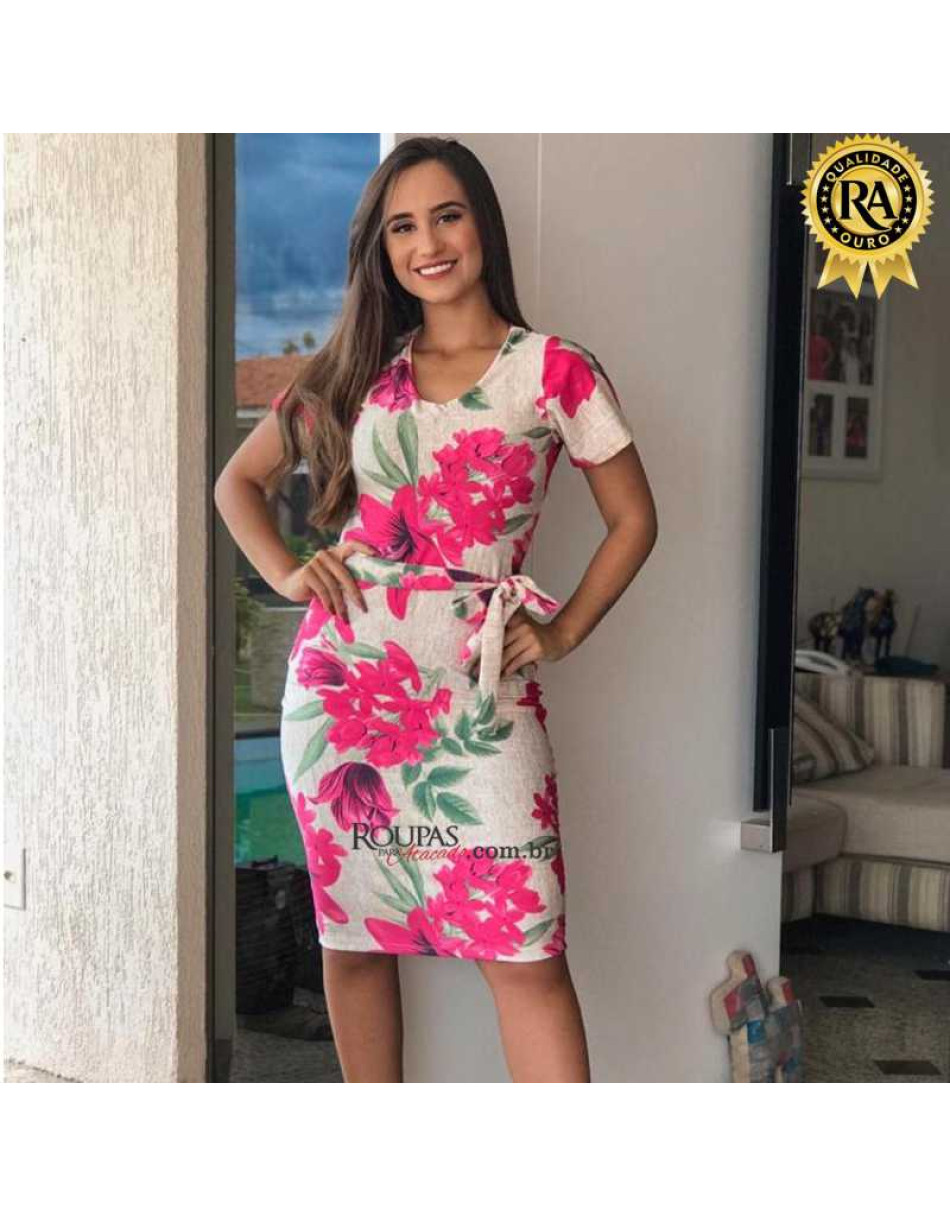 Vestido Midi Tubinho Com Cinto 