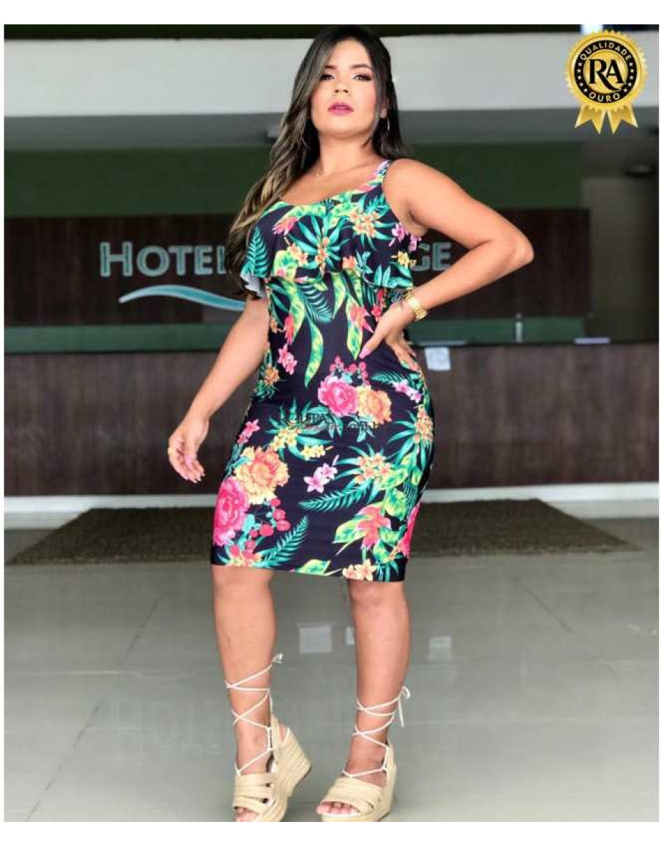 Vestido Curto Estampado Barrado