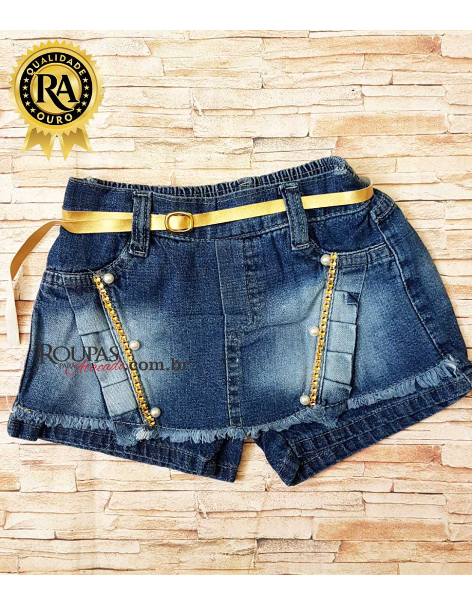 Short Saia Jeans Infantil Feminina