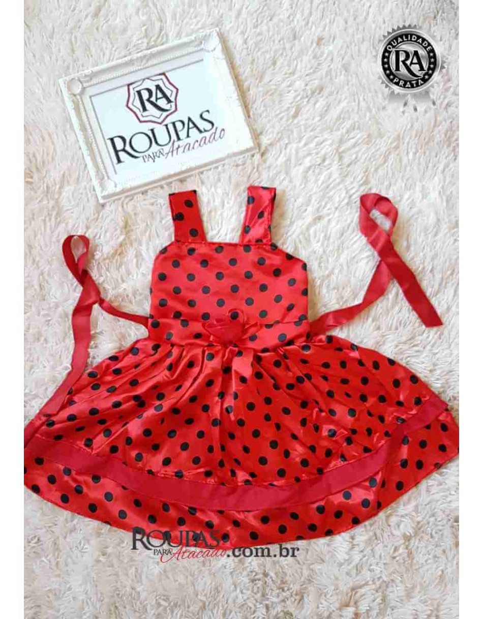 Vestido Infantil Cetim de Bolinha