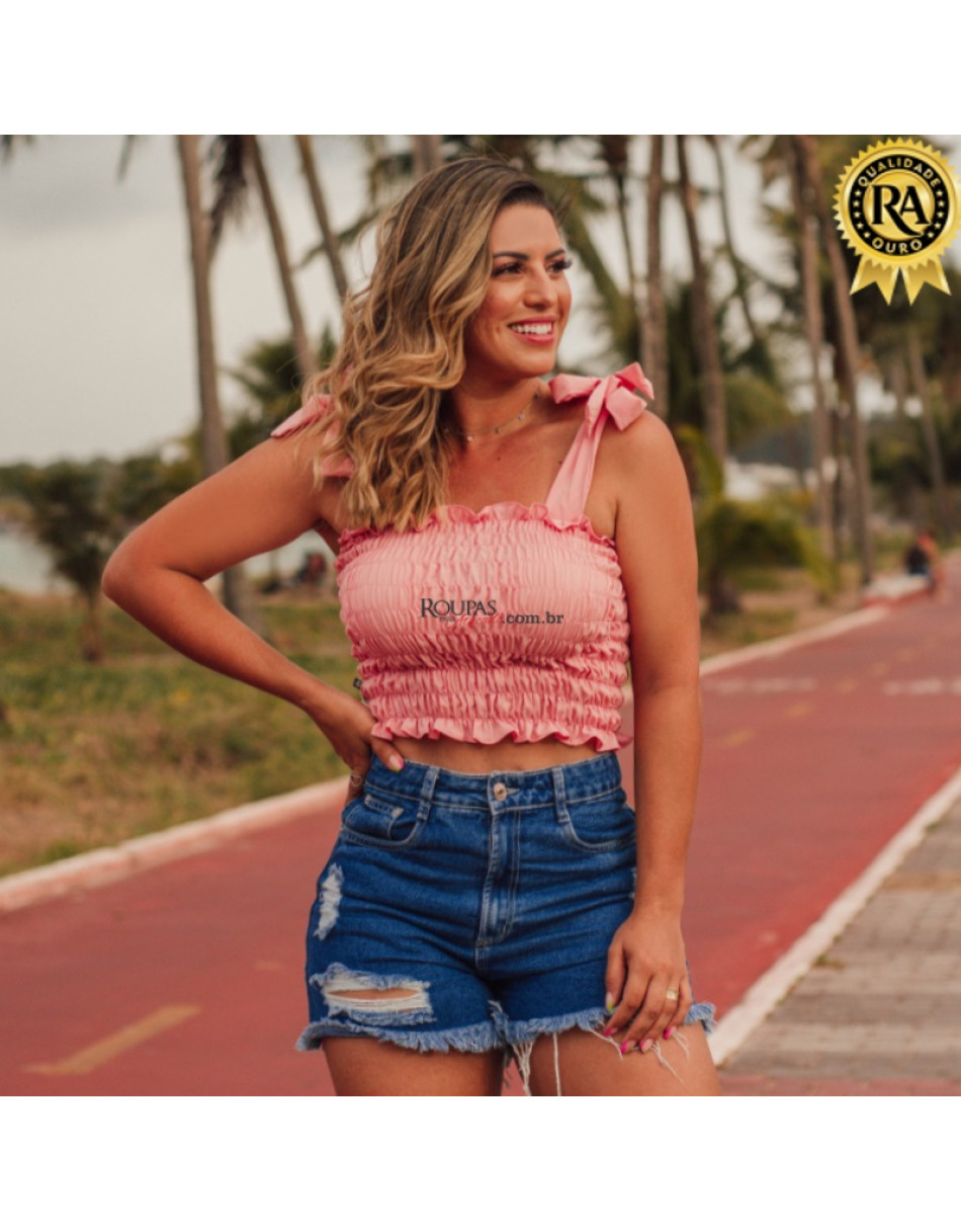Blusa Cropped  Lastex Com Alça 