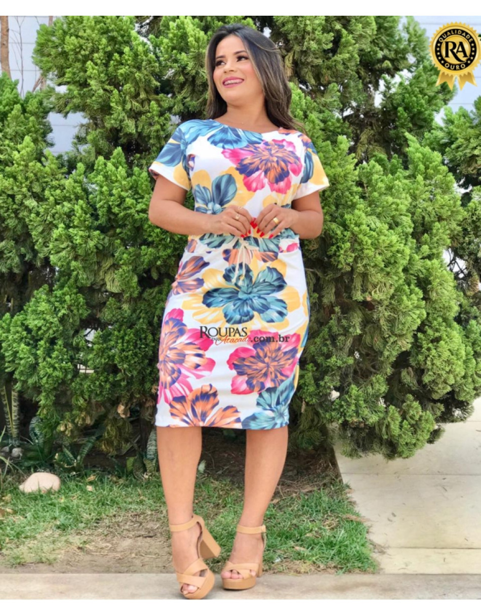 Vestido Tubinho Com Amarração Na Cintura