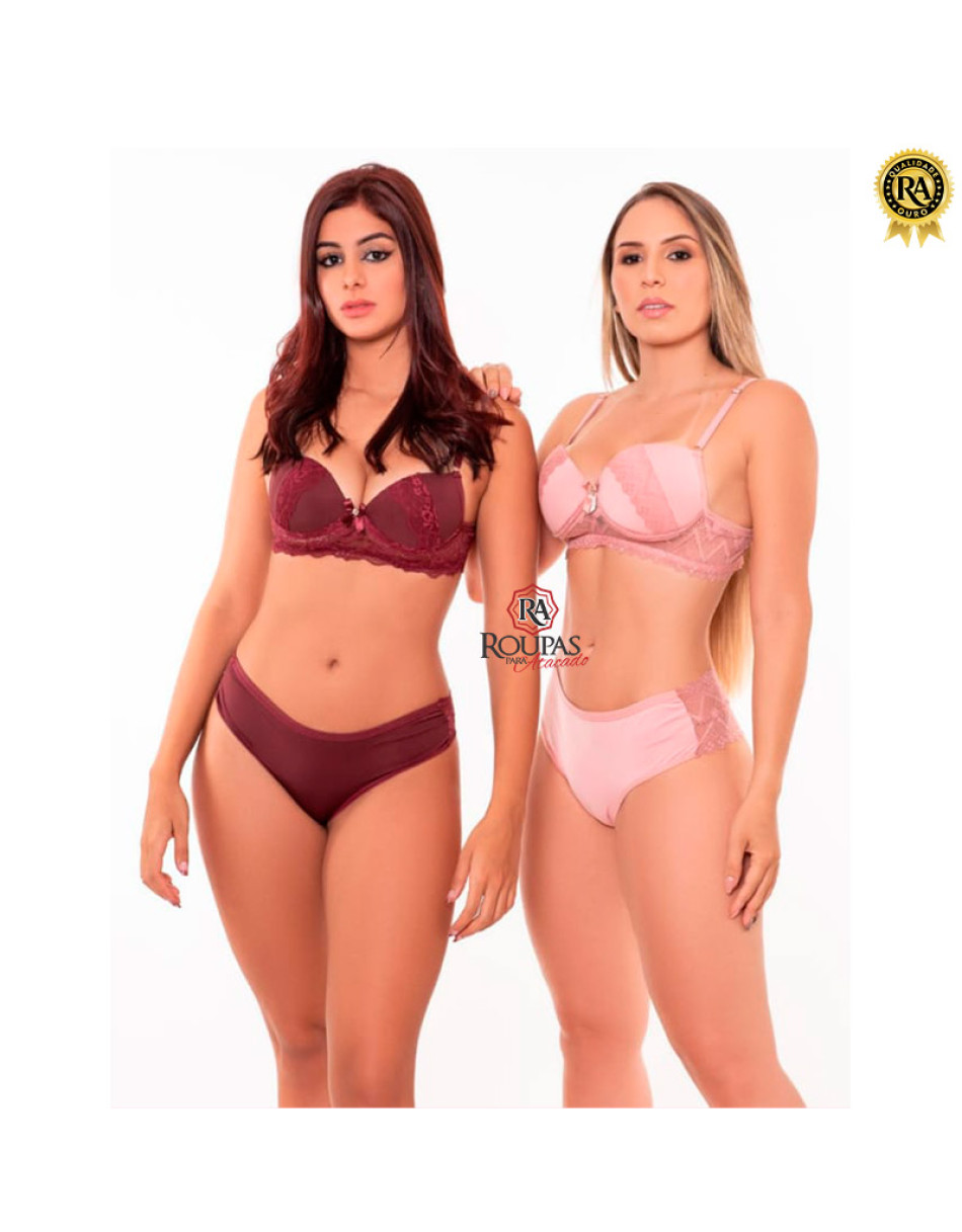 Conjunto Lingerie Pérola Com Detalhes Em Renda No Bojo E Calcinha